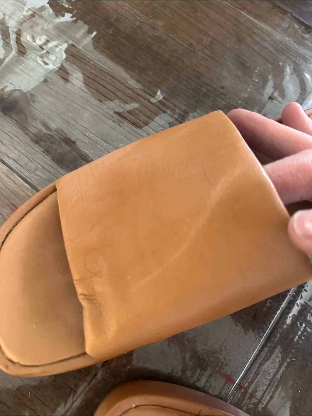 Mollini Garnell Dark Tan Leather Platform Slide